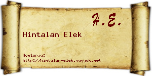 Hintalan Elek névjegykártya